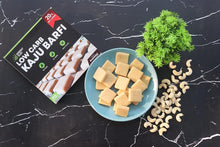 Load image into Gallery viewer, Green Sun Low Carb Kaju Barfi | 200 g | 2 g Net Carb Per Barfi | Keto Friendly| Sugar Free | Guilt Free Sweet | Tasty Diet Burfi | Desi Ghee |Fresh Cashews | Kaju Katli | Healthy | Super Foods | Low Calorie | High Protein | Low GI | Gift Box