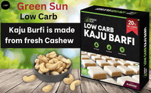 Load image into Gallery viewer, Green Sun Low Carb Kaju Barfi | 200 g | 2 g Net Carb Per Barfi | Keto Friendly| Sugar Free | Guilt Free Sweet | Tasty Diet Burfi | Desi Ghee |Fresh Cashews | Kaju Katli | Healthy | Super Foods | Low Calorie | High Protein | Low GI | Gift Box