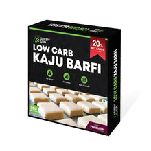 Load image into Gallery viewer, Green Sun Low Carb Kaju Barfi 200 g Net Carb Per Barfi Keto Friendly Sugar Free Guilt Free Sweet Tasty Diet Burfi Desi Ghee Fresh Cashews Kaju Katli Healthy Super Foods Low Calorie High Protein Low GI Gift Box