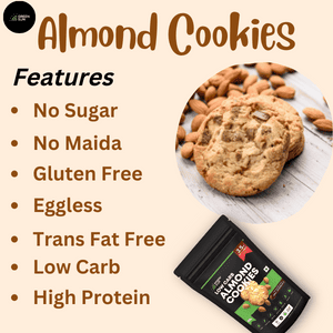 Green Sun Low Carb Almond Cookies |200 Gm | 0.5 g Net Carb Per Cookie | Keto Friendly| Sugar Free | Natural Sweetener Stevia |Healthy | High Fiber | Super Foods | Crispy |Tasty | Low Calorie |High Protein | Low GI| Baked