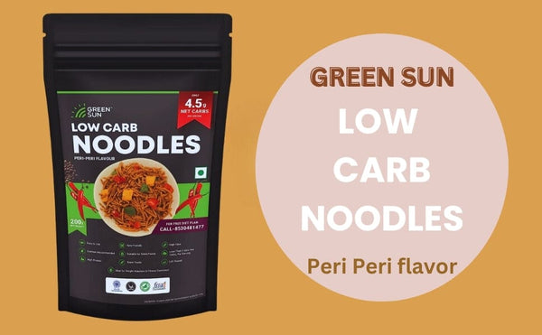 Green Sun Low Carb Instant Cooking Korean Noodles Peri-Peri  Flavor | 200g | Tasty & Easy to Make | Keto Friendly | High Fiber | High Protein | Super Foods | Dietitian Recommended