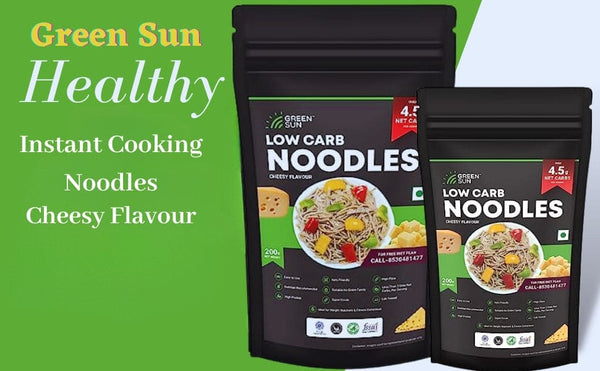 Green Sun Low Carb Instant Cooking Noodles Cheesy Flavor | 200g | Tasty & Easy to Make | Keto Friendly | High Fiber | High Protein | Super Foods | Dietitian Recommended