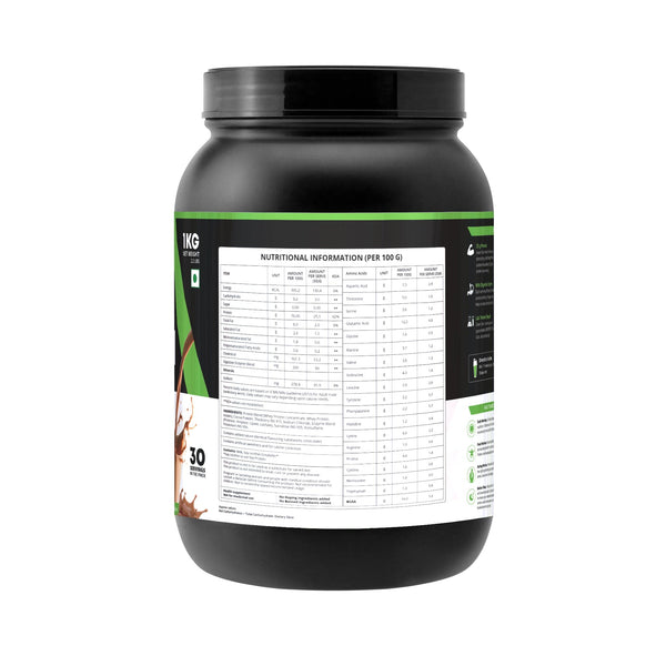 Green Sun Whey Protein Powder 1Kg | Tasty Chocolate | Sugar Free | Low Carb | Pure | Gold Standard | Digestive Enzymes | Enriched with BCAA |Certified GMP