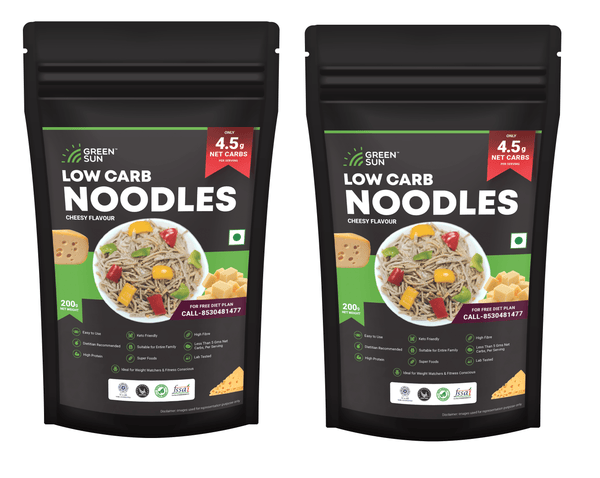Green Sun Low Carb Instant Cooking Noodles Cheesy Flavor | 200g | Tasty & Easy to Make | Keto Friendly | High Fiber | High Protein | Super Foods | Dietitian Recommended