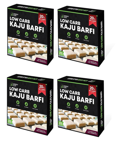 Green Sun Low Carb Kaju Barfi 200 g Net Carb Per Barfi Keto Friendly Sugar Free Guilt Free Sweet Tasty Diet Burfi Desi Ghee Fresh Cashews Kaju Katli Healthy Super Foods Low Calorie High Protein Low GI Gift Box