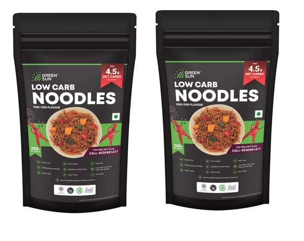 Green Sun Low Carb Instant Cooking Korean Noodles Peri-Peri  Flavor | 200g | Tasty & Easy to Make | Keto Friendly | High Fiber | High Protein | Super Foods | Dietitian Recommended